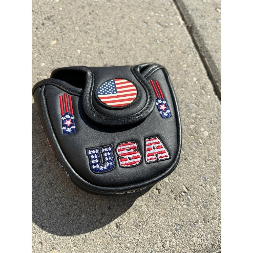 USA Mallet Putter Cover – Patriotic American Flag Magnetic Golf Headcover Blanc